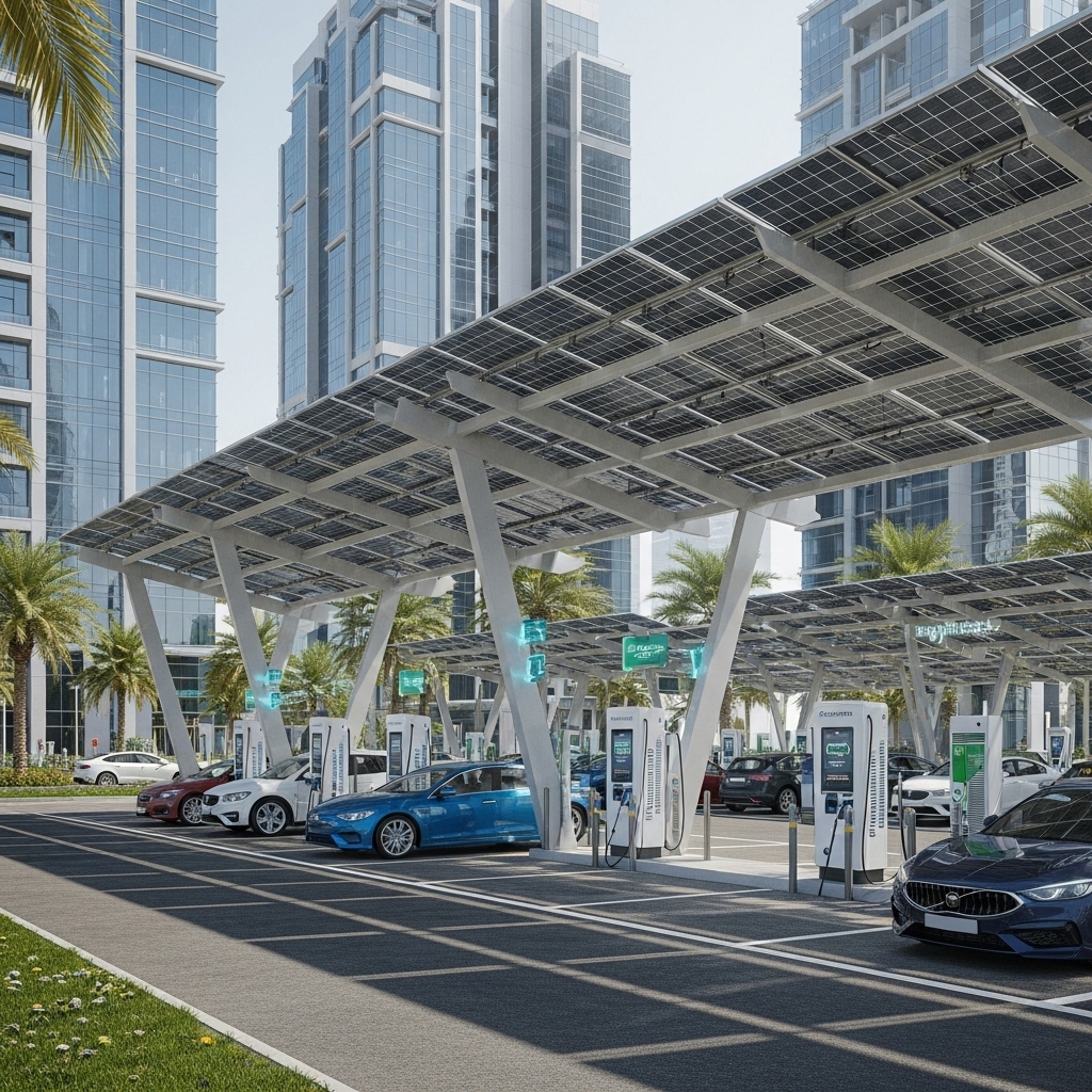 Solar Powerd Ev Charging Carport Station