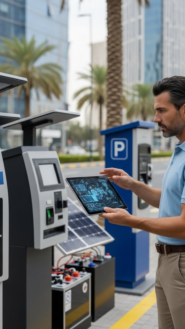 solar parking machine testing